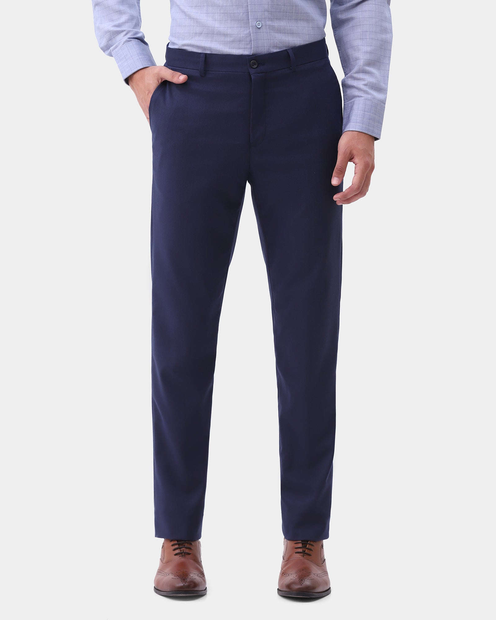 Navy Textured Trouser - Thore