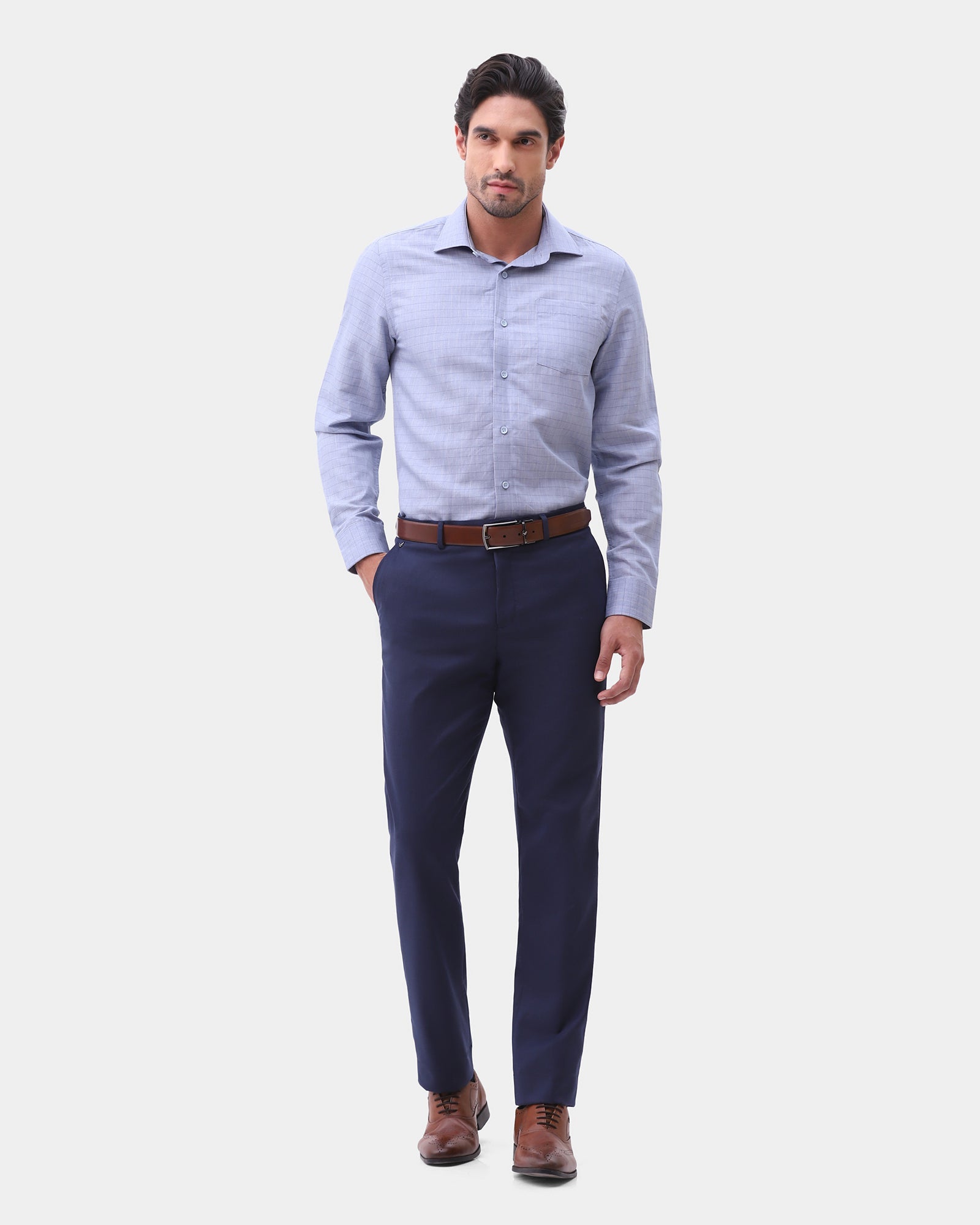 Navy Textured Trouser - Thore