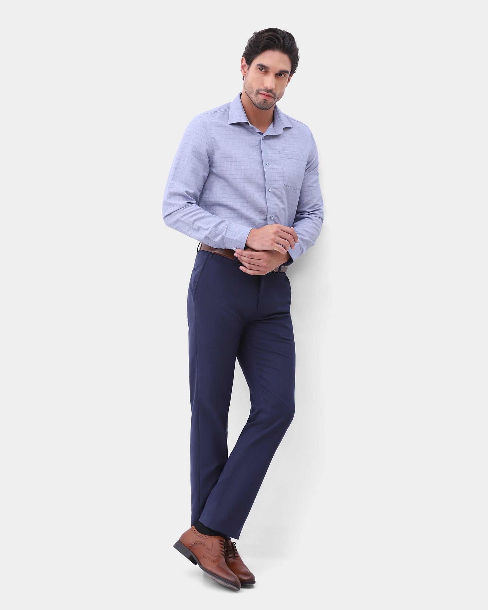 Navy Textured Trouser - Thore