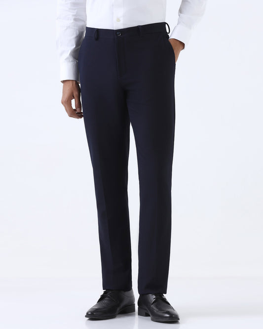 Navy Textured Trouser - Toni
