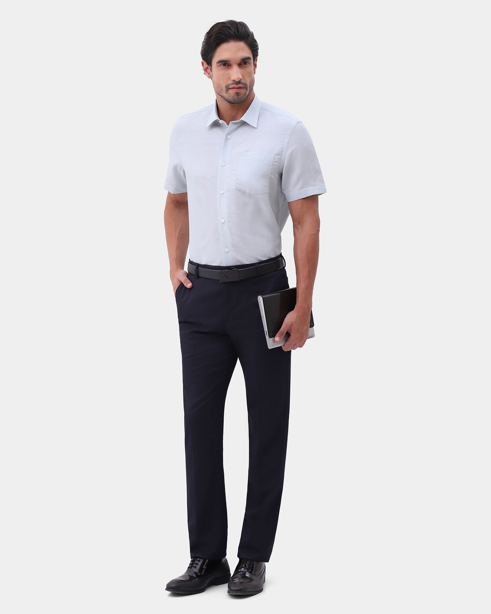 Navy Textured Trouser - Vute