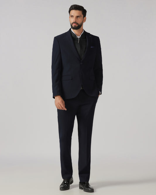 Navy Three Piece Solid Suit - Gossner
