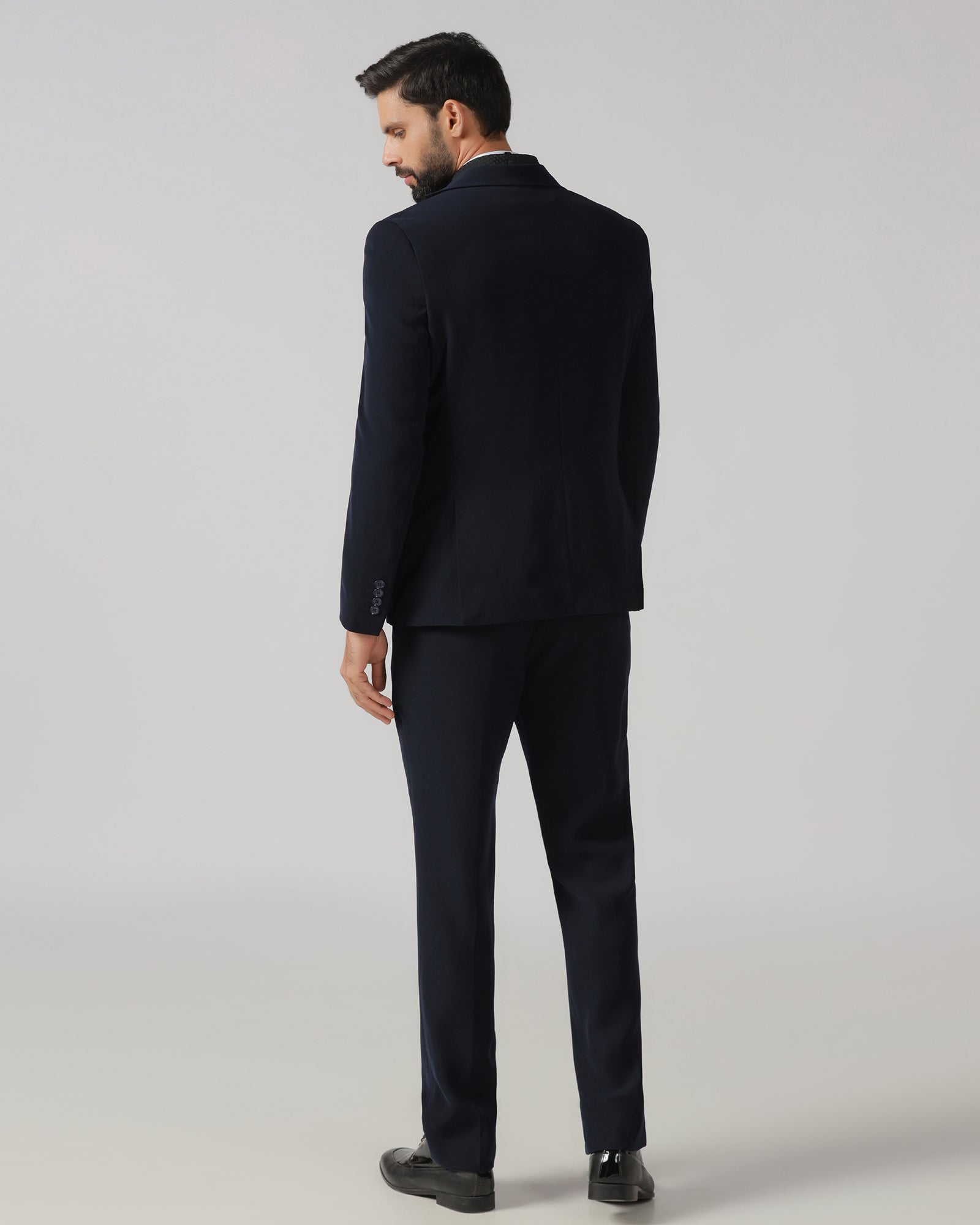 Navy Three Piece Solid Suit - Gossner