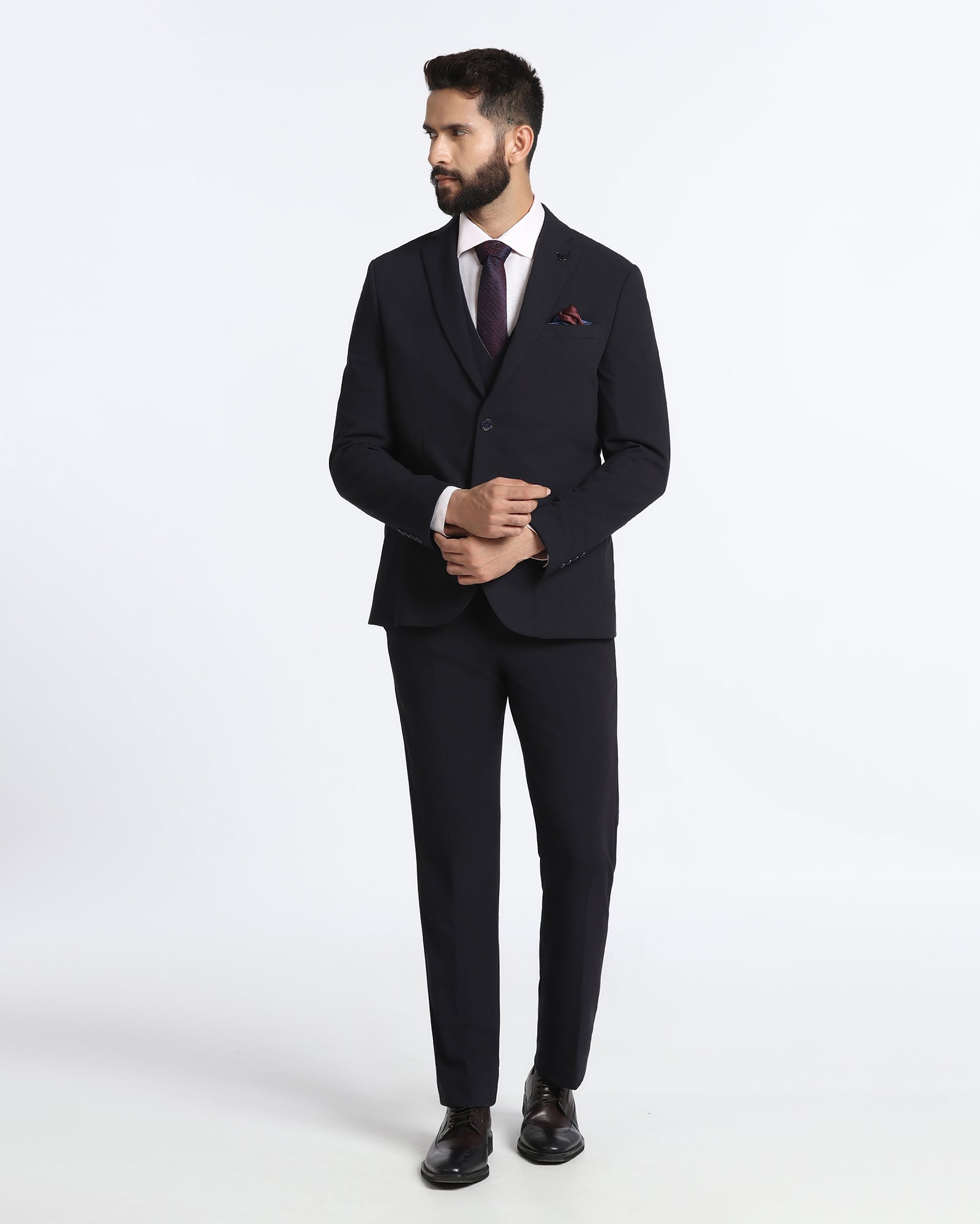Navy Three Piece Solid Suit - Kelm