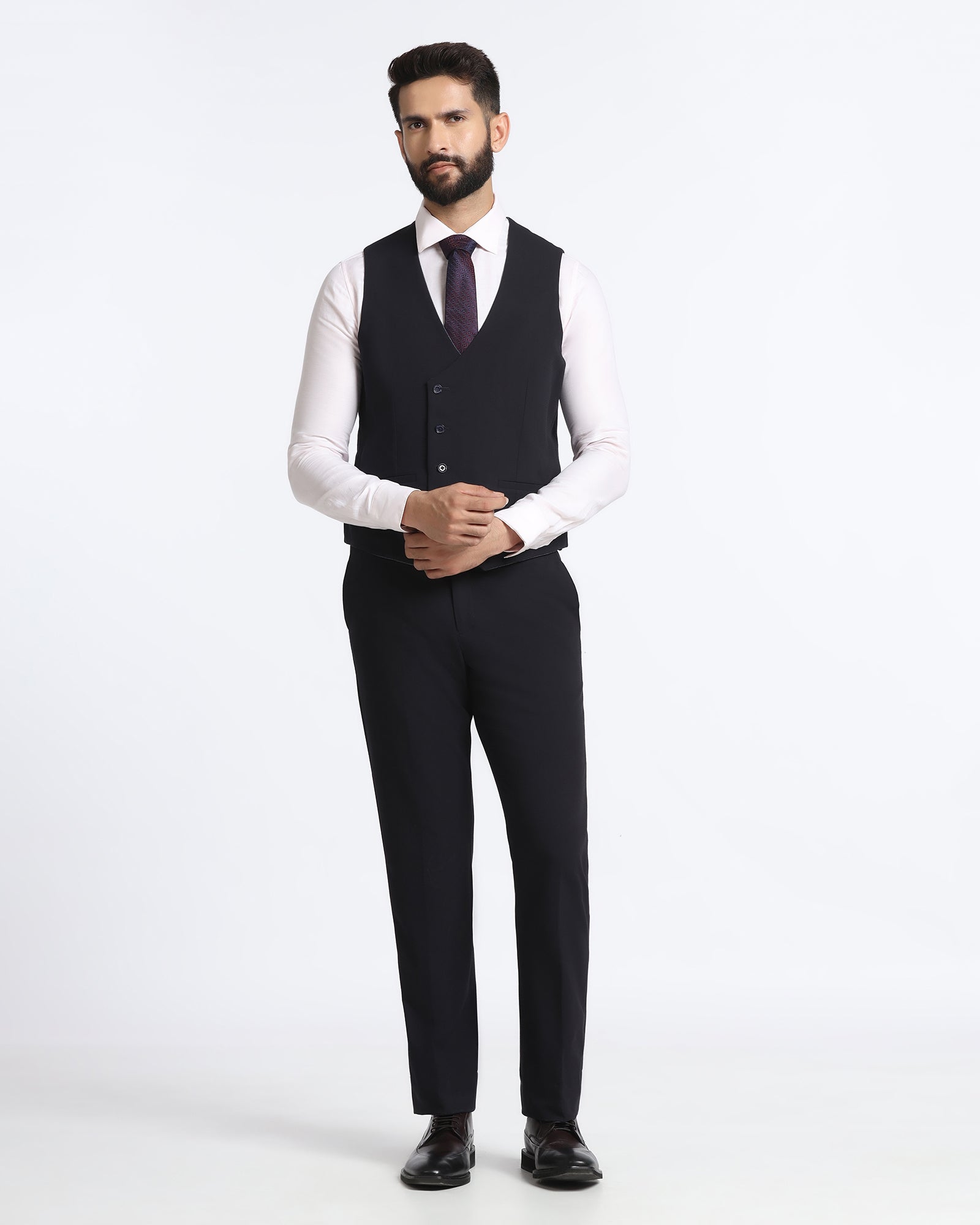 Navy Three Piece Solid Suit - Kelm