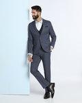 Navy Three Piece Textured Suit - Absinthe
