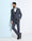 Navy Three Piece Textured Suit - Zyme
