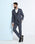 Navy Three Piece Textured Suit - Zyme