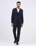 Navy Three Piece Textured Suit - Atoll