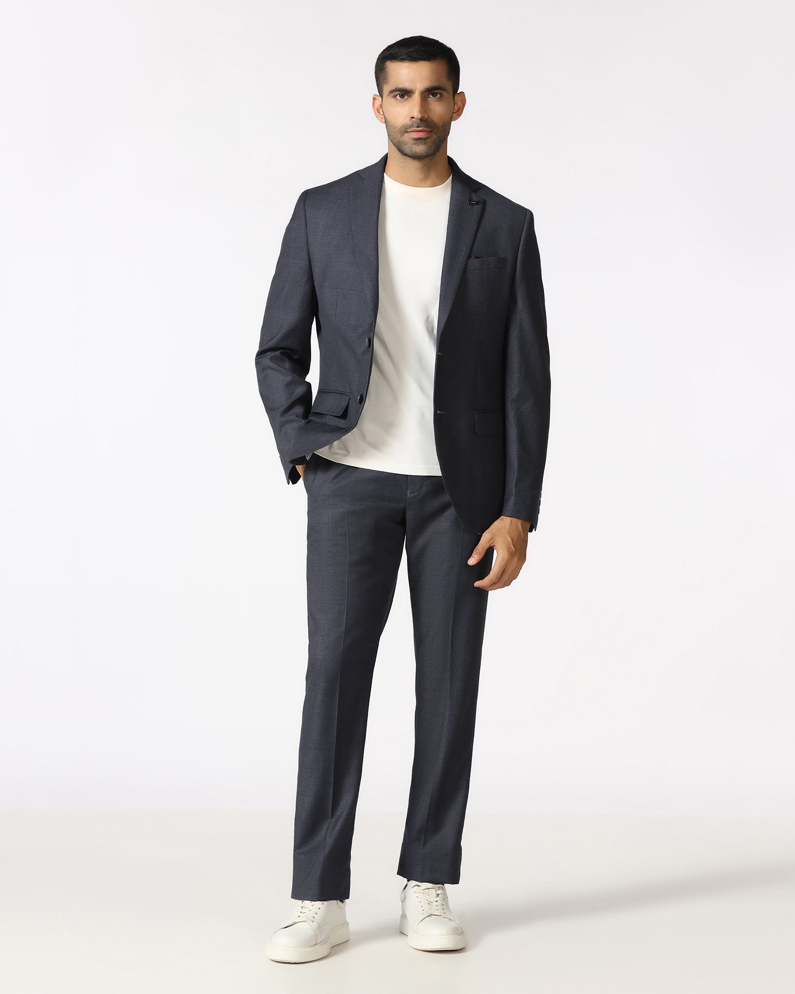 Navy Two Piece Check Suit - Donet