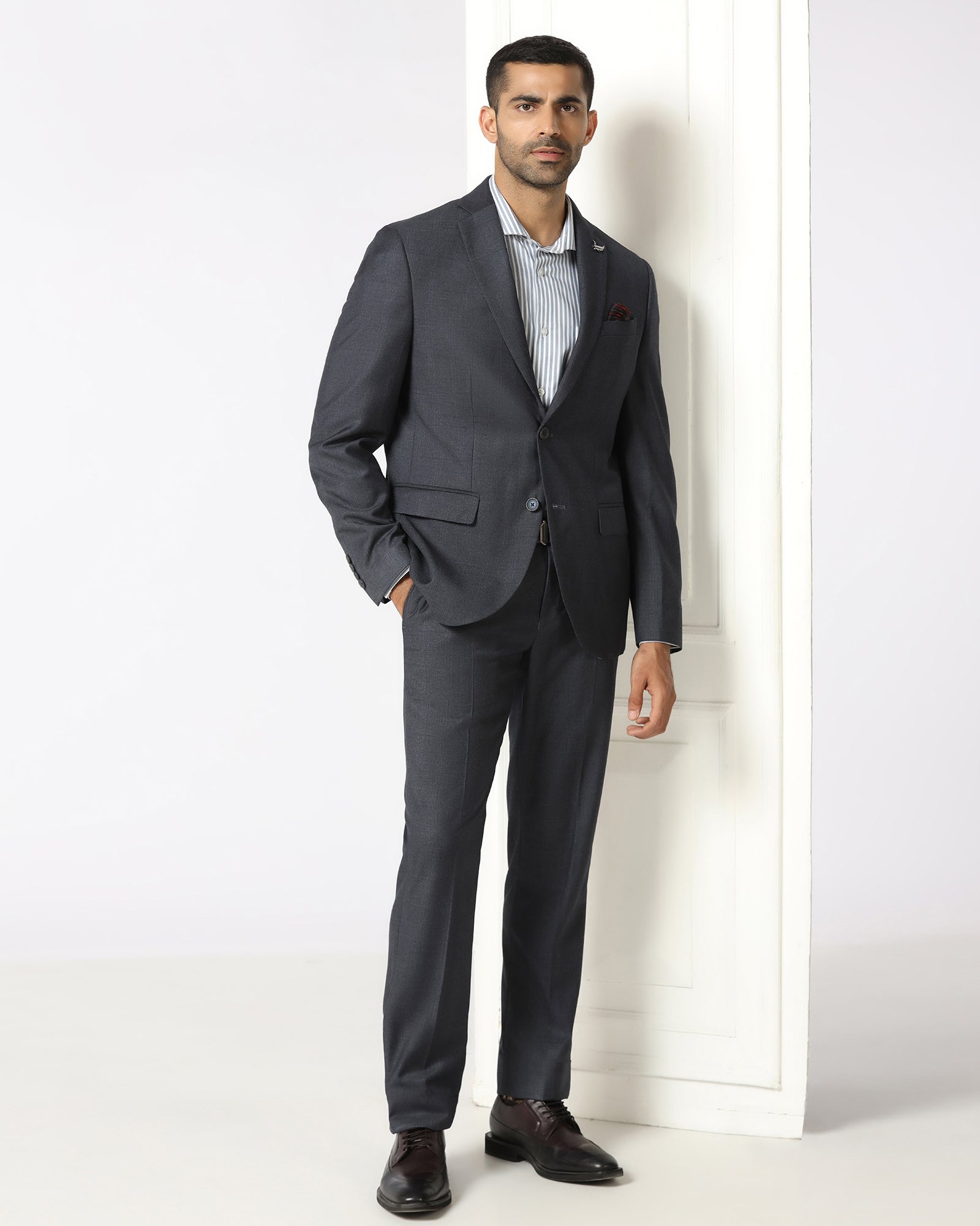 Navy Two Piece Check Suit - Donet