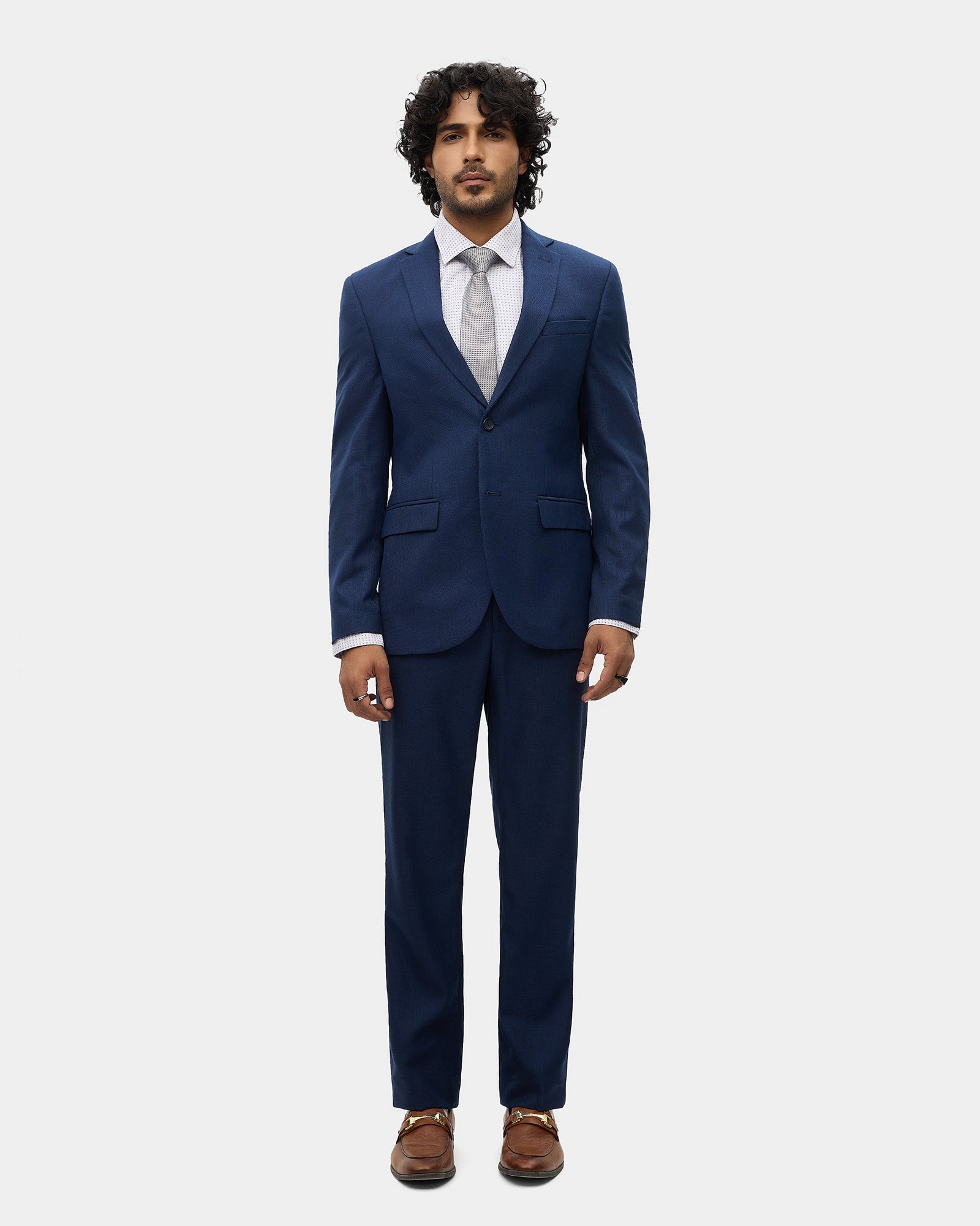Navy Two Piece Textured Suit - Heckle
