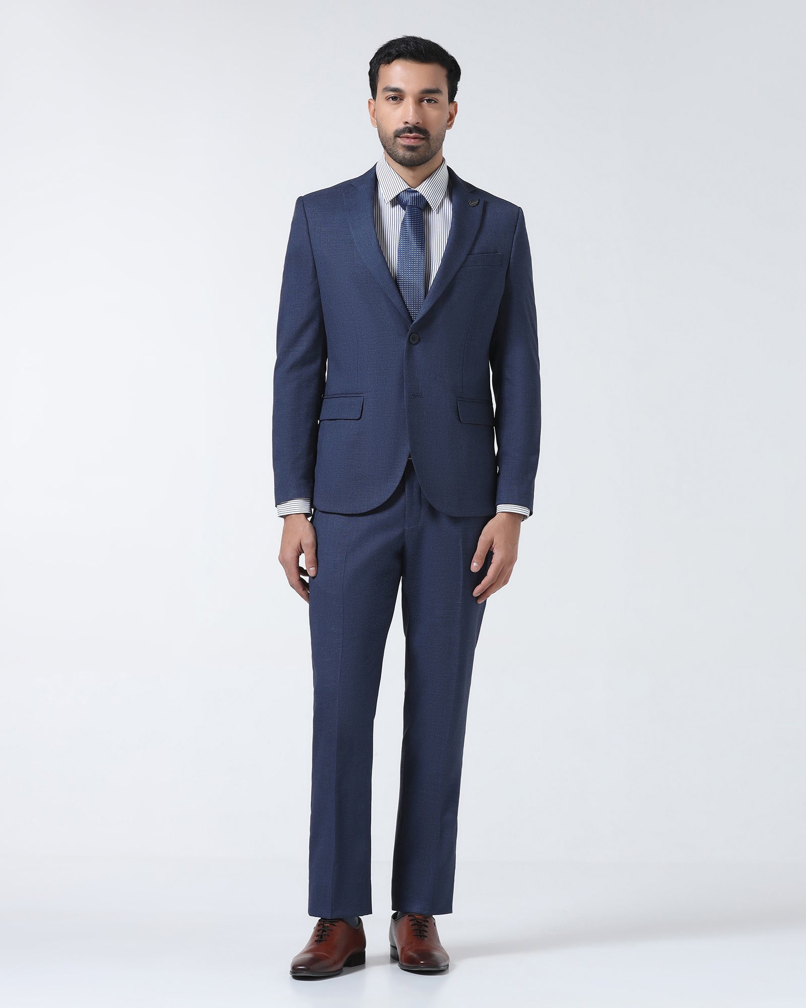 Navy Two Piece Textured Suit - Rex