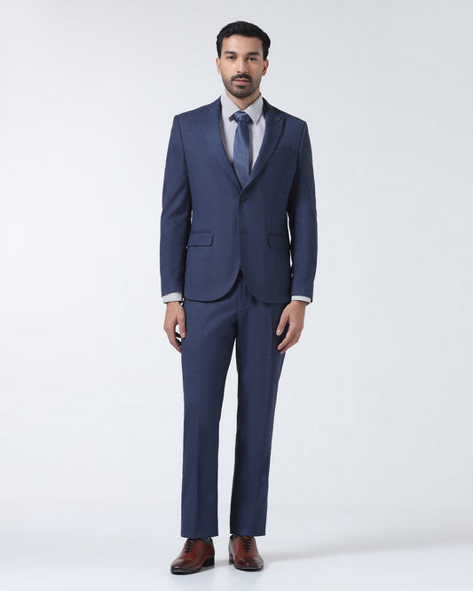 Navy Two Piece Textured Suit - Rex