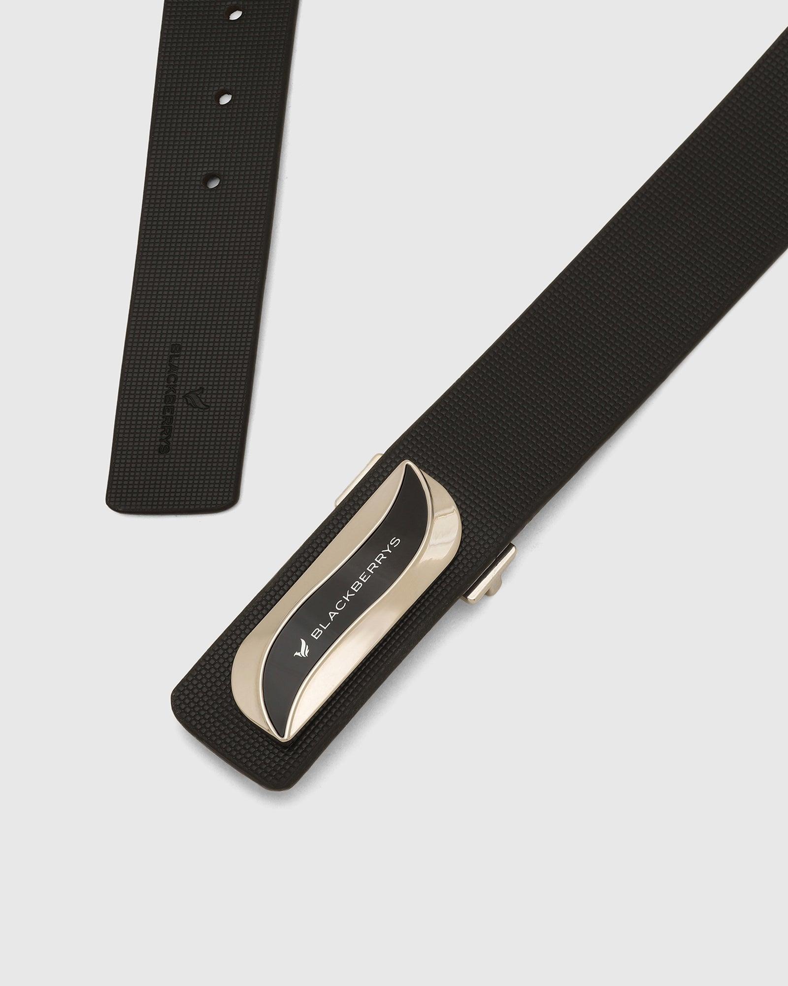 Leather Black Textured Belt - New Parag