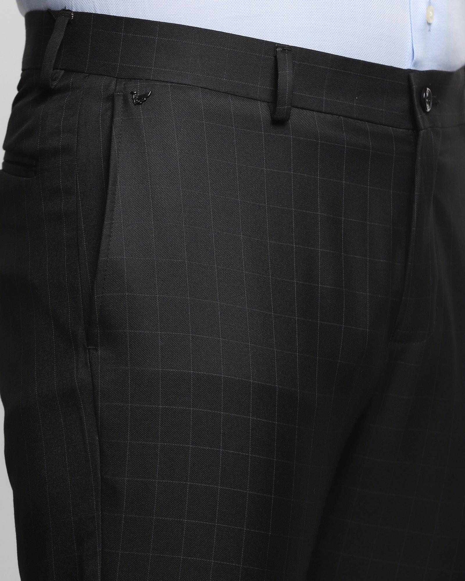 Men's Blue Polyester Checked Trousers