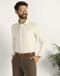 Non Iron Formal Beige Stripe Shirt - Wagon