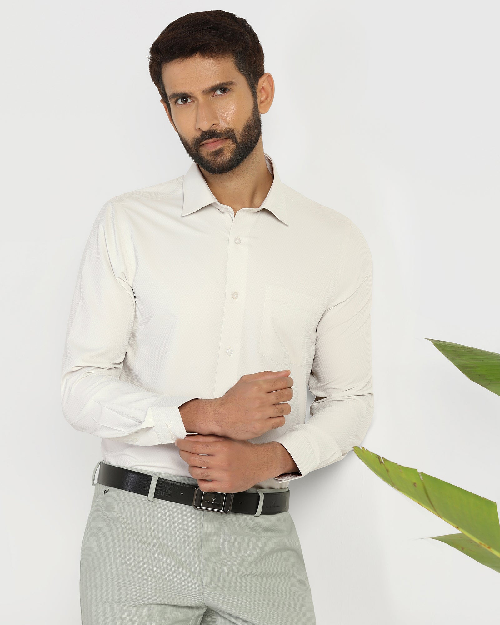 Non Iron Formal Grey Textured Shirt - Wren