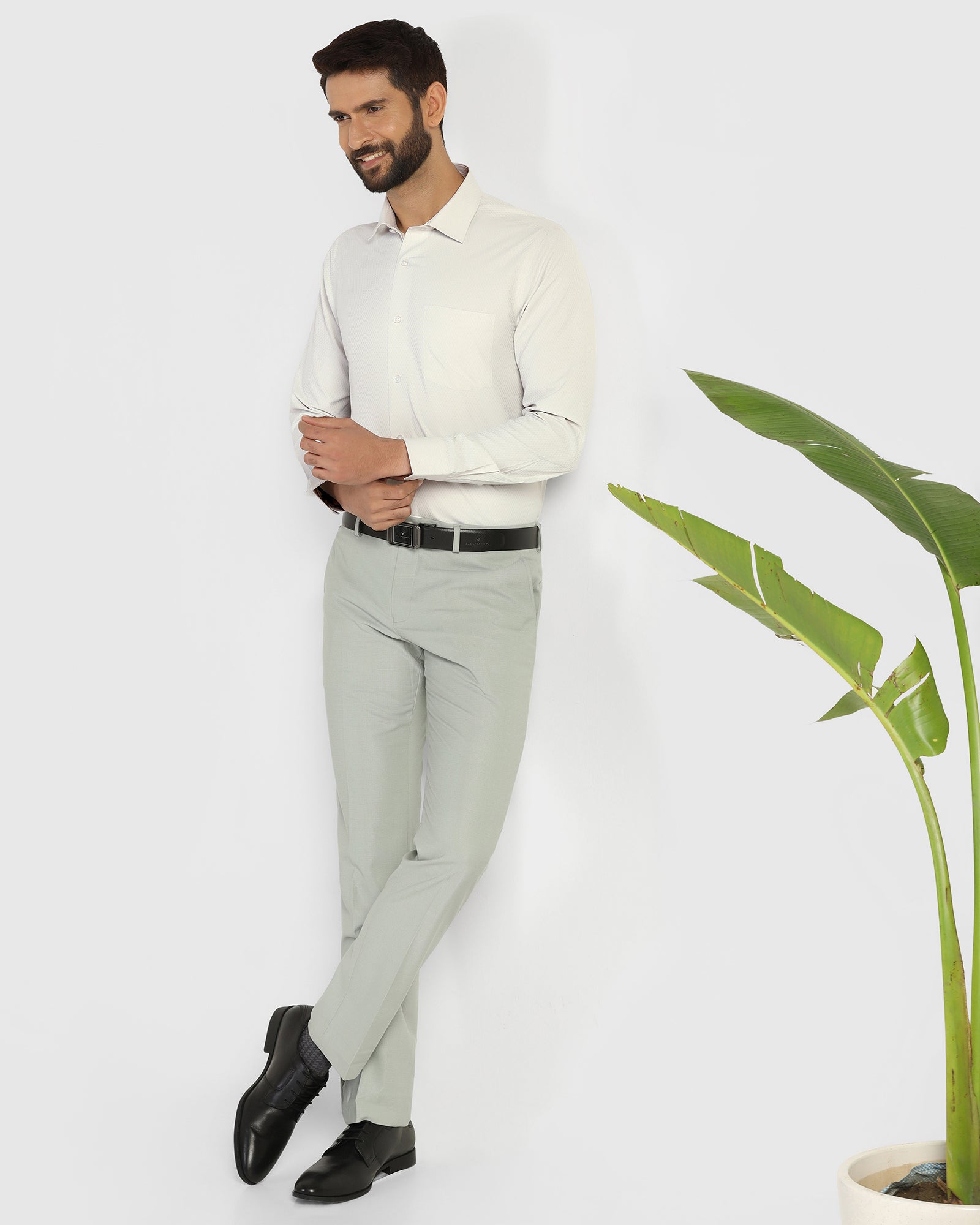 Non Iron Formal Grey Textured Shirt - Wren