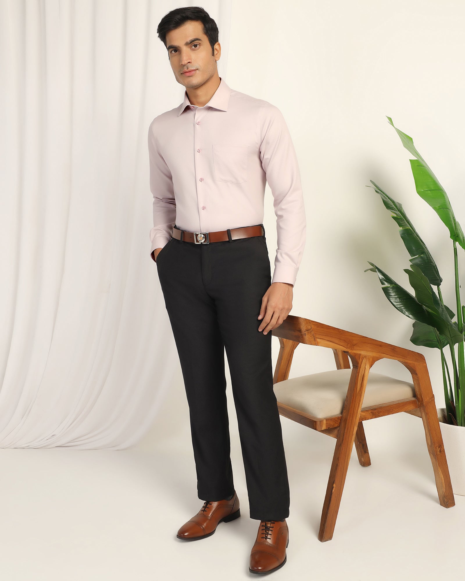 Non Iron Formal Pink Solid Shirt - P31