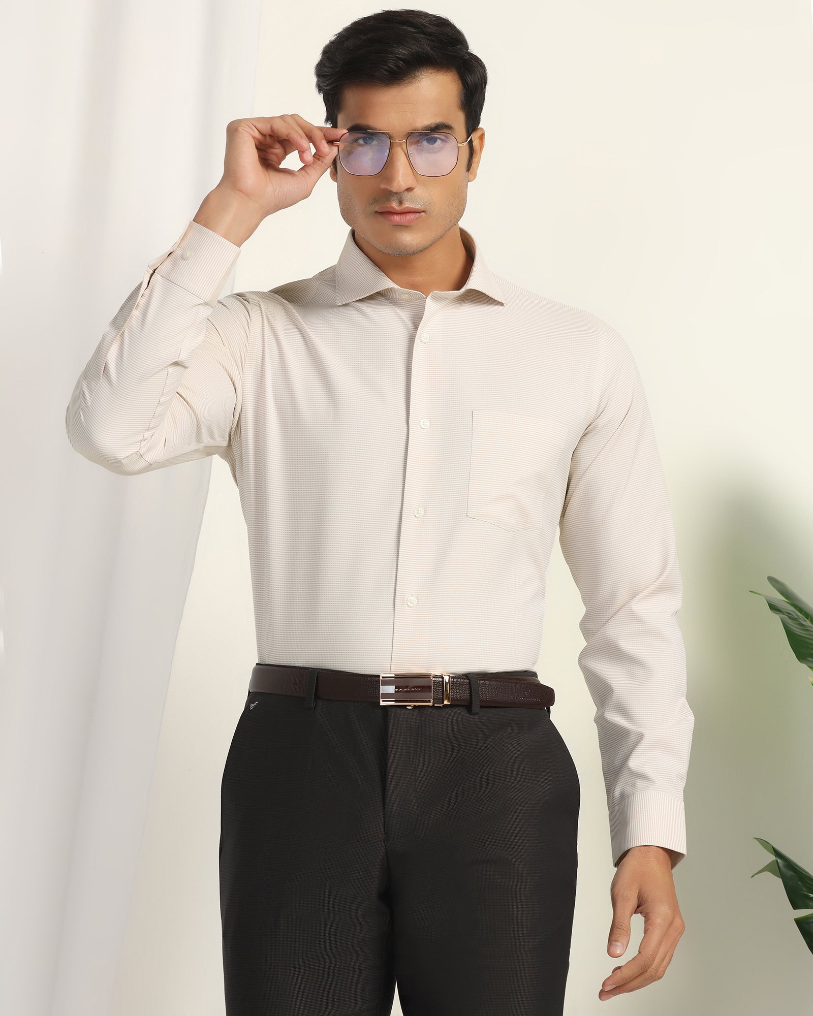 Non Iron Formal Yellow Textured Shirt - Wise