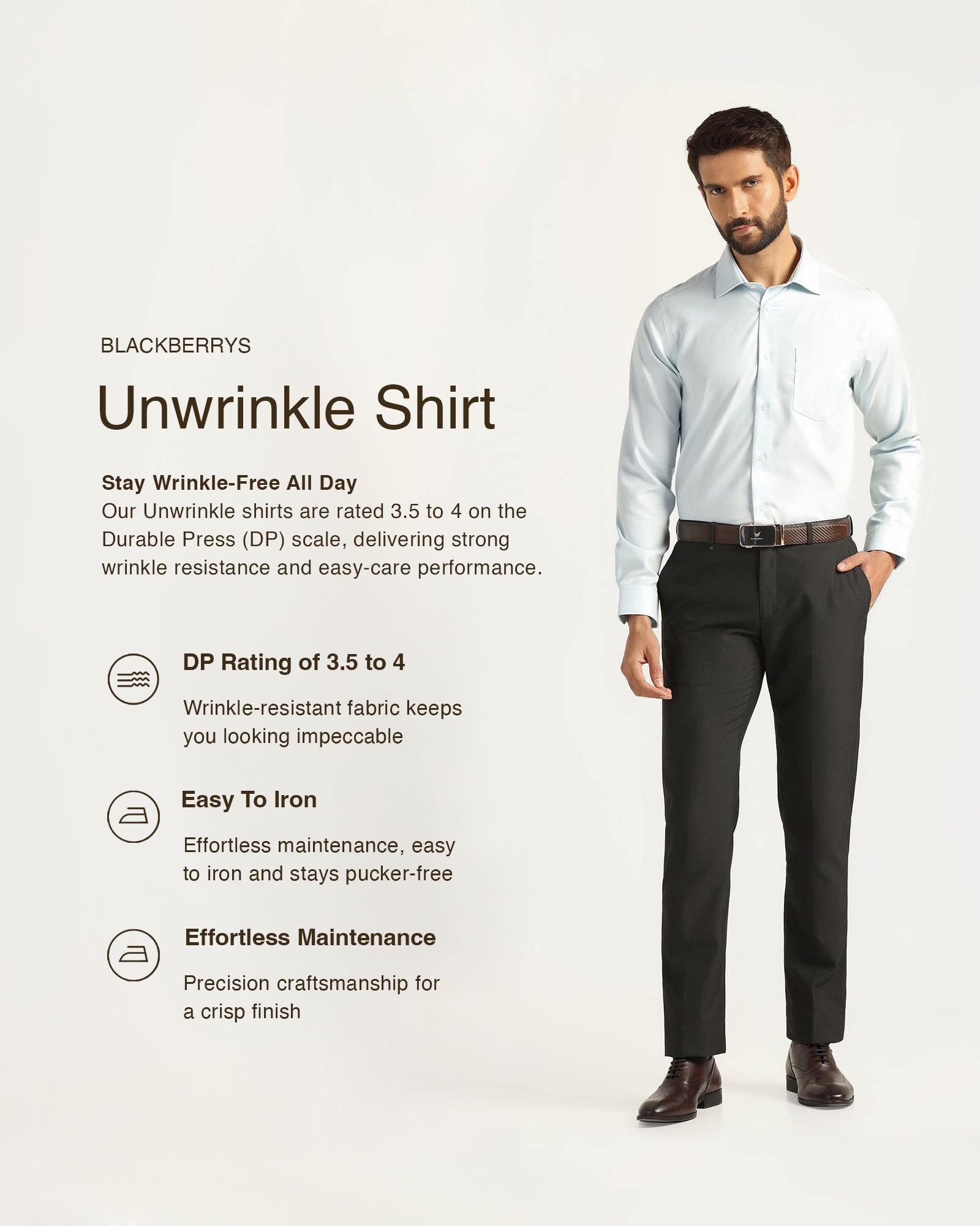 Non Iron Formal Aqua Textured Shirt - Bridge