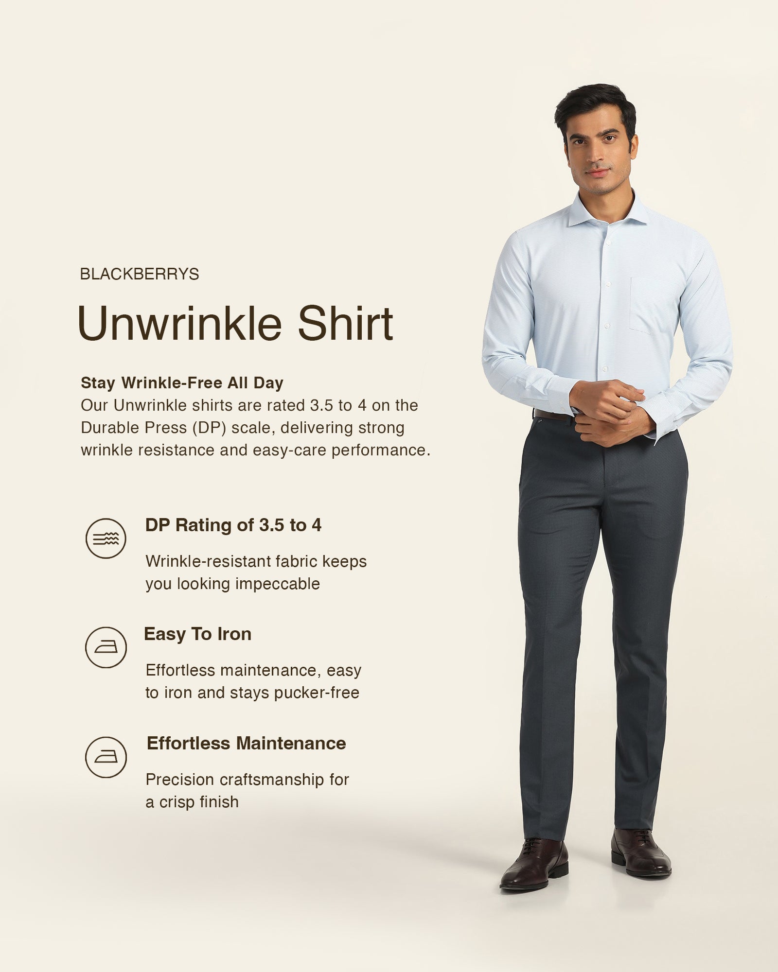 Non Iron Formal Aqua Textured Shirt - Wise