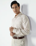 Non Iron Formal Beige Check Shirt - Wolf