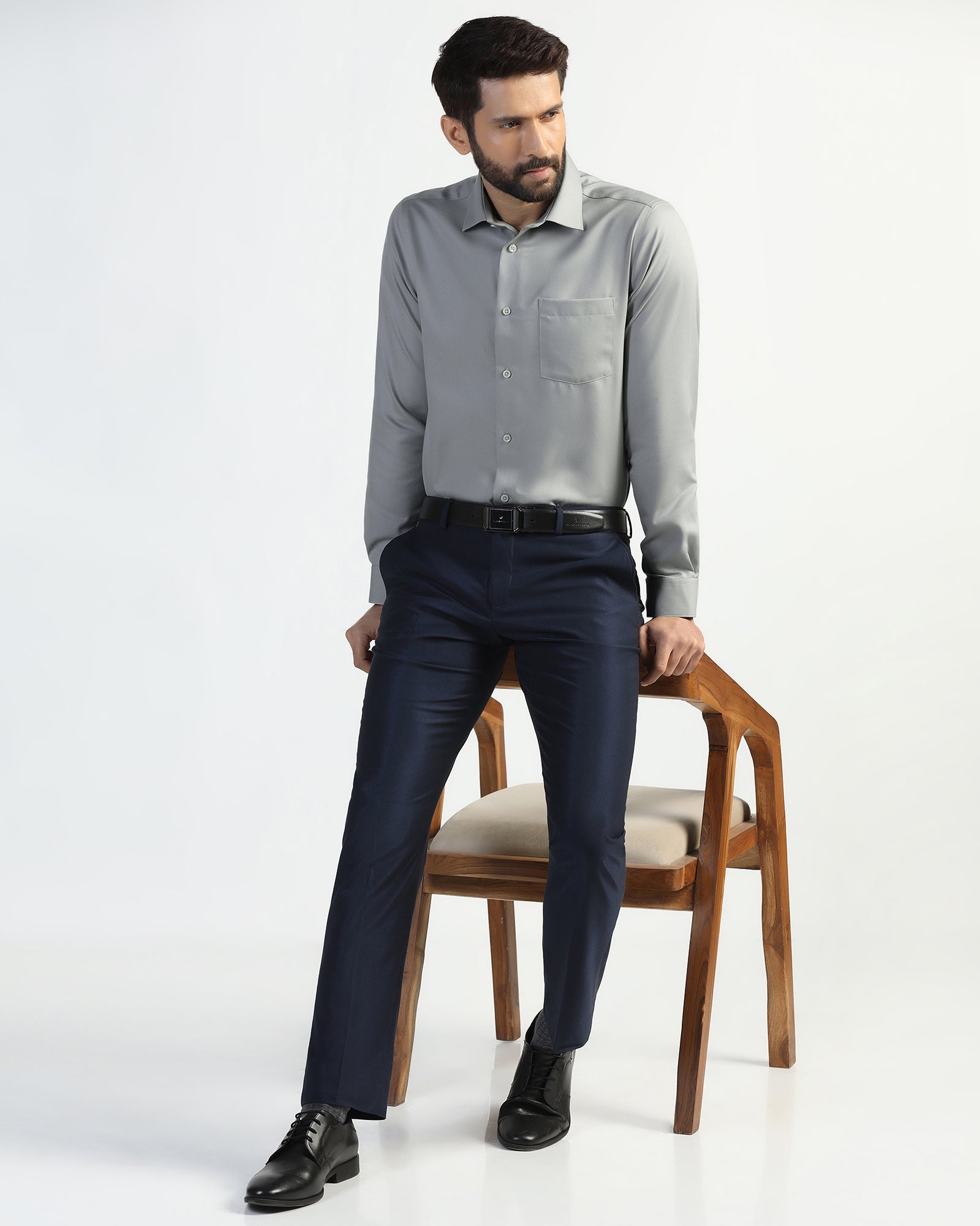 Non Iron Formal Grey Solid Shirt - P31