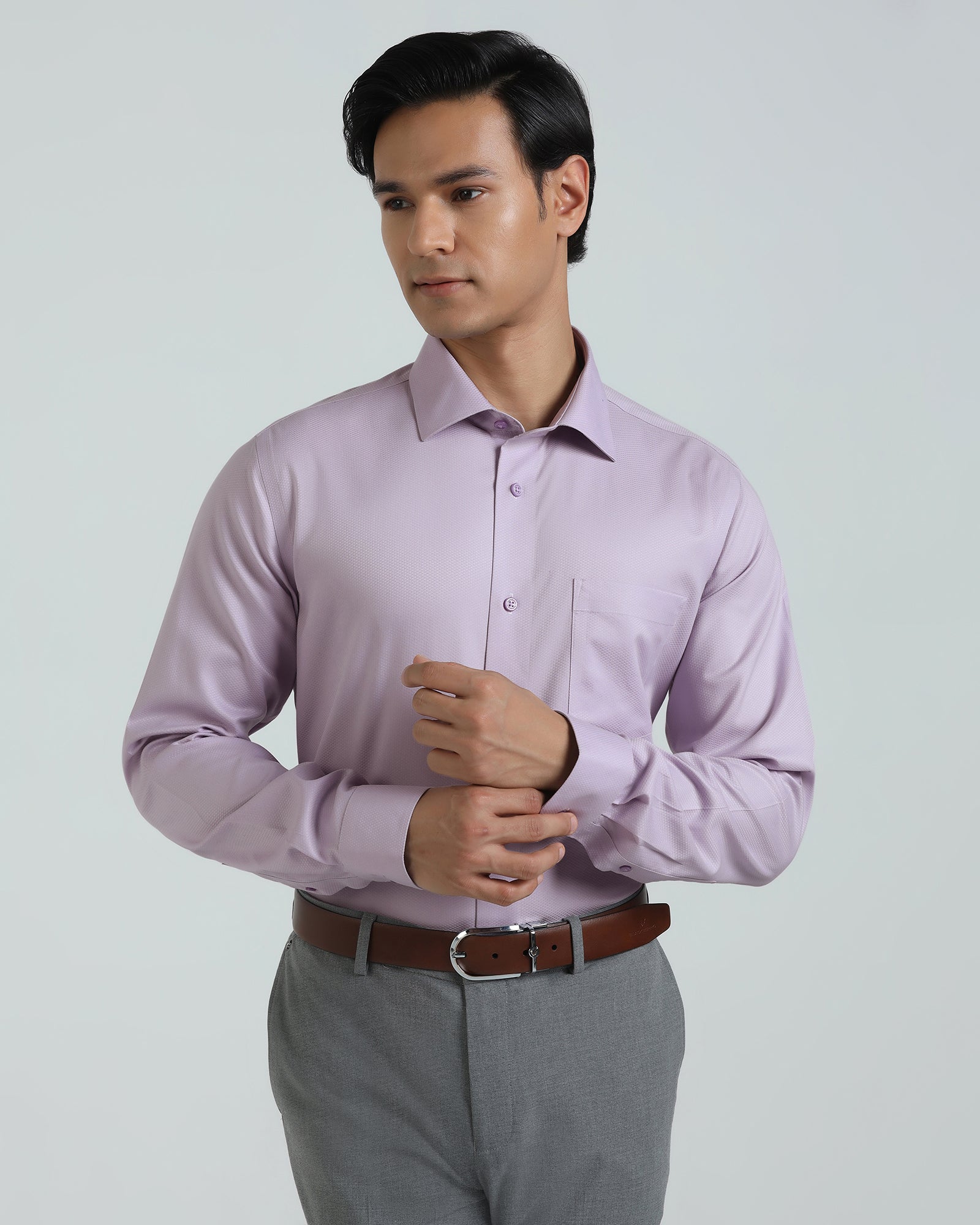 Non Iron Formal Lavender Textured Shirt - E31