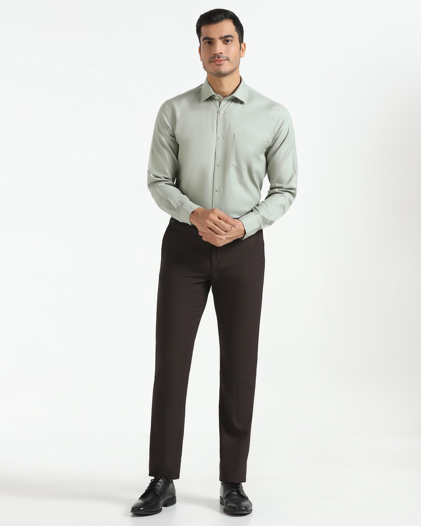 Non Iron Formal Light Green Textured Shirt - Bryan