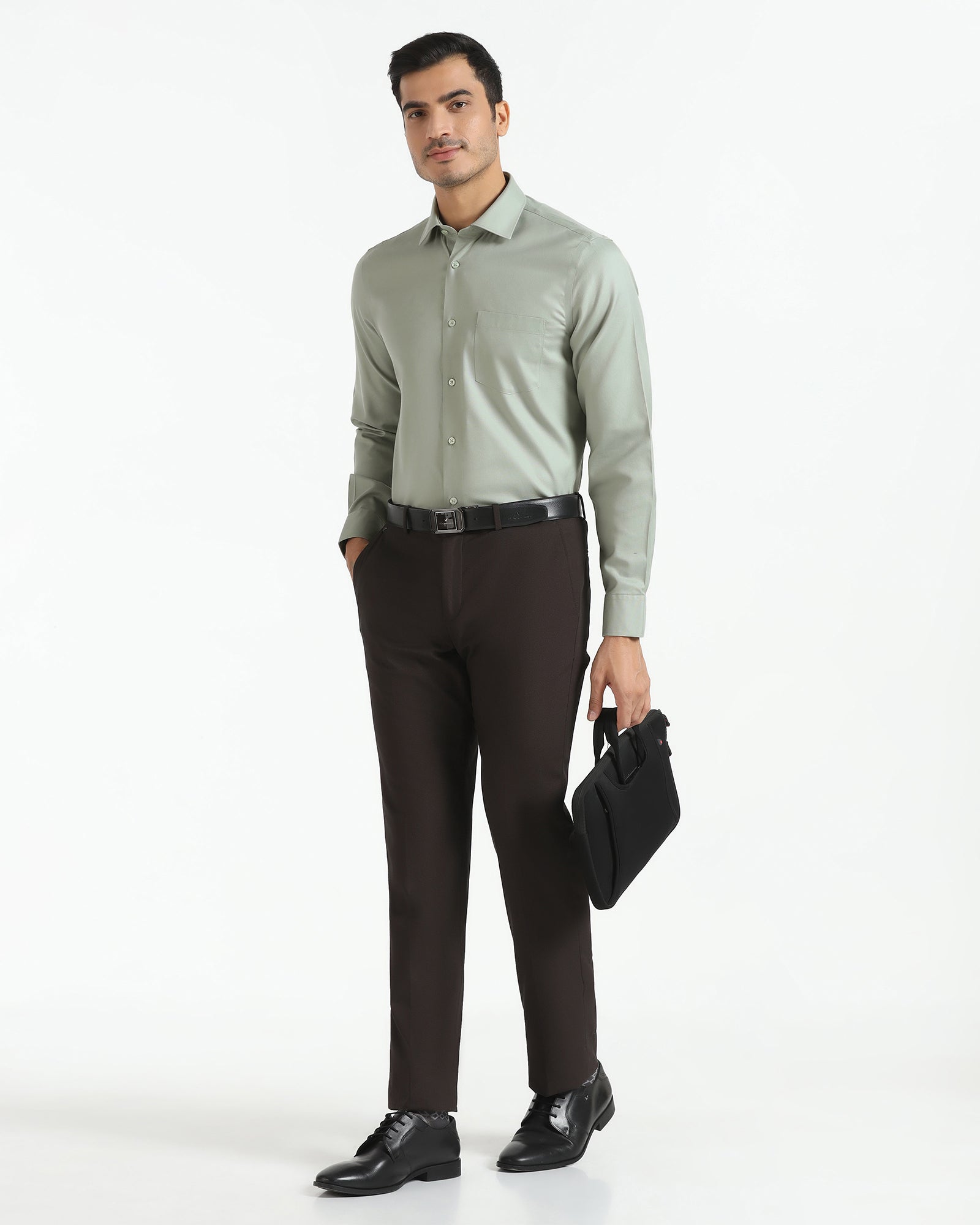 Non Iron Formal Light Green Textured Shirt - Bryan
