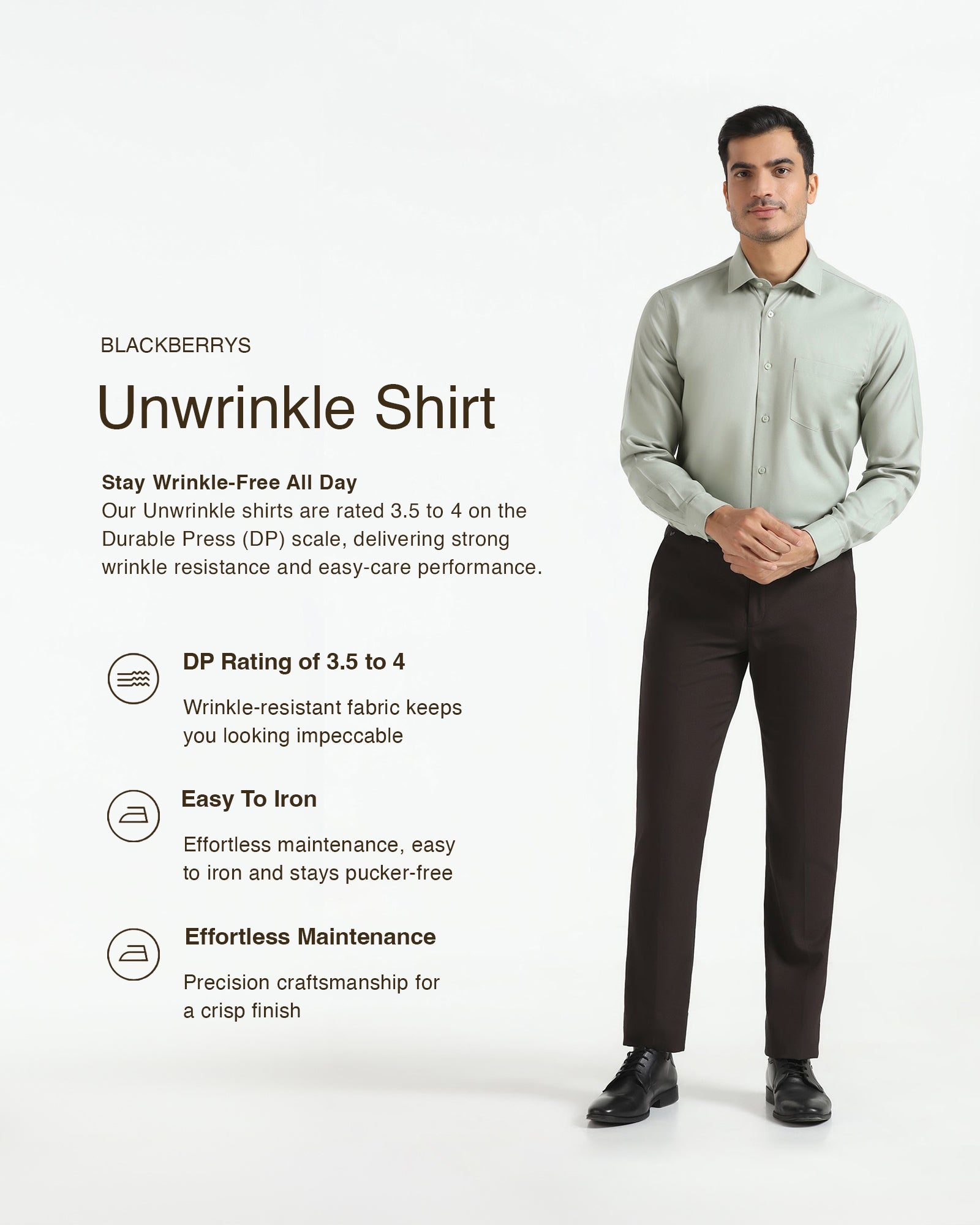 Non Iron Formal Light Green Textured Shirt - Bryan