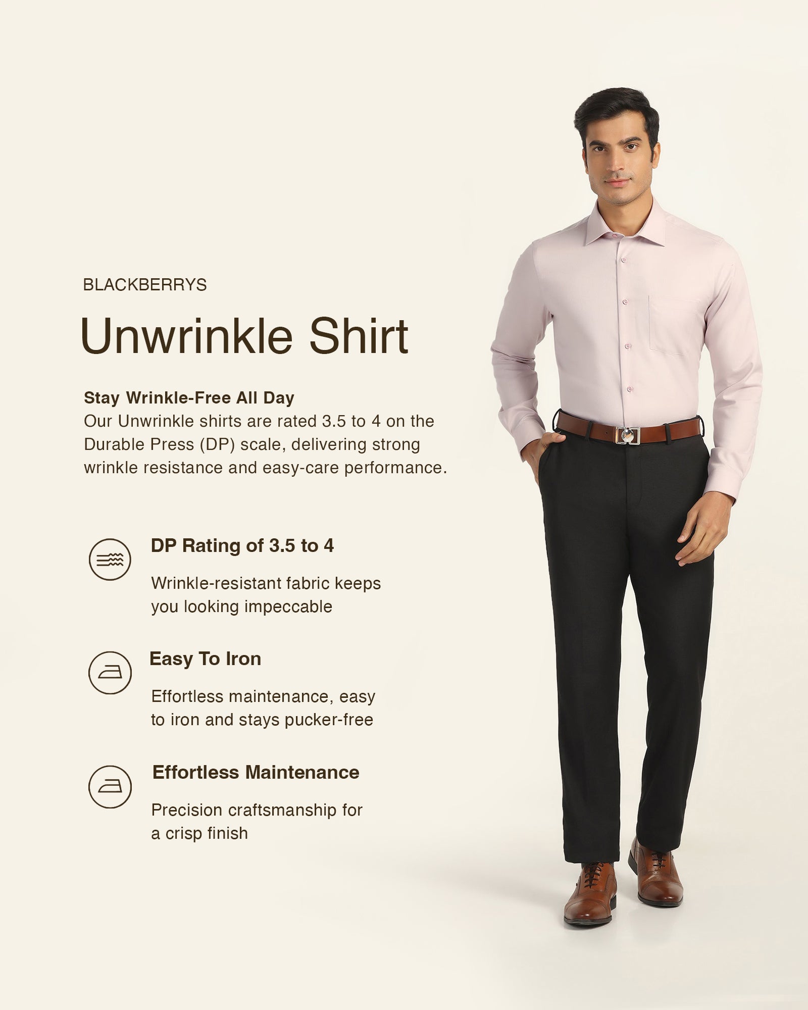 Non Iron Formal Pink Solid Shirt - P31