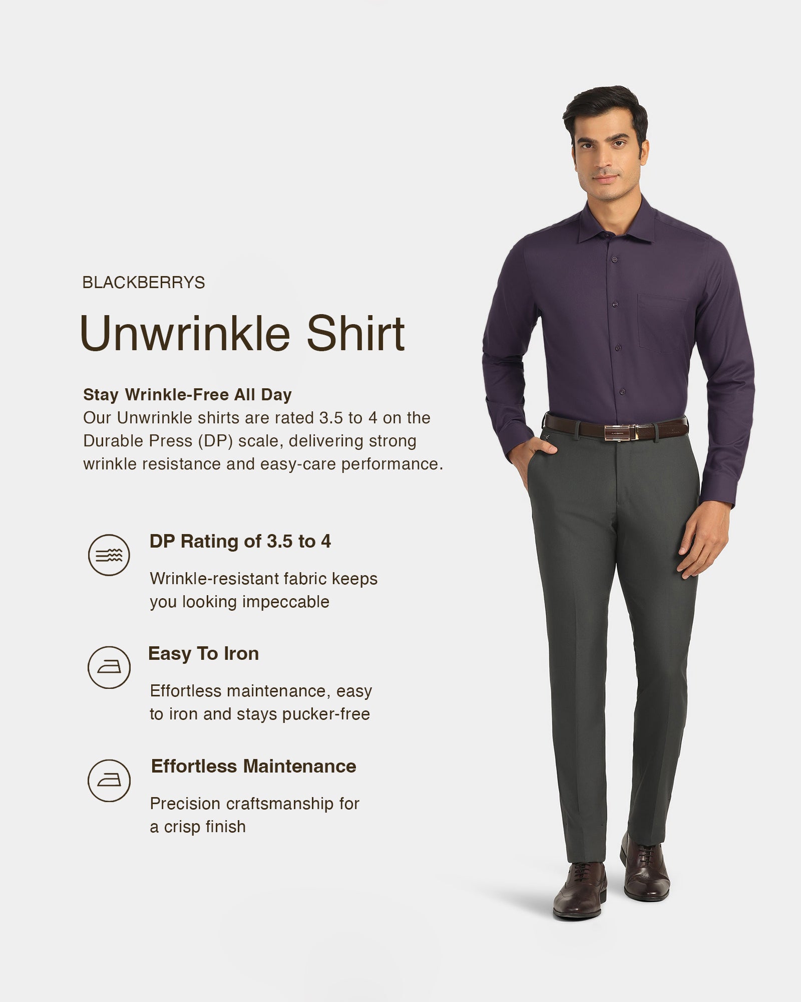 Non Iron Formal Purple Solid Shirt - P31