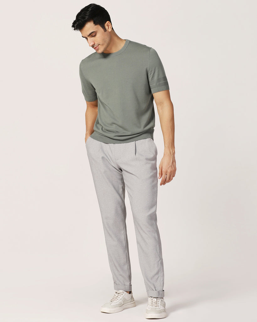 Sneaker Fit Grey Textured Pant - Fronx