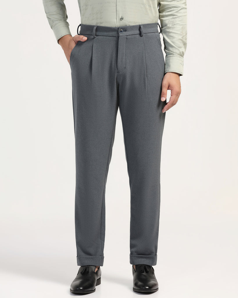 Sneaker Fit Petrol Blue Textured Pant - Carens