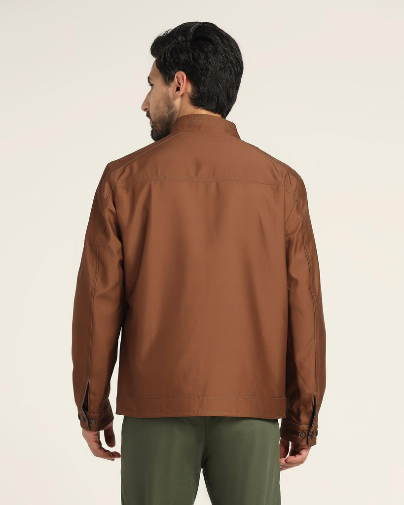 Reversible Ochre Solid Zipper Jacket - Levin