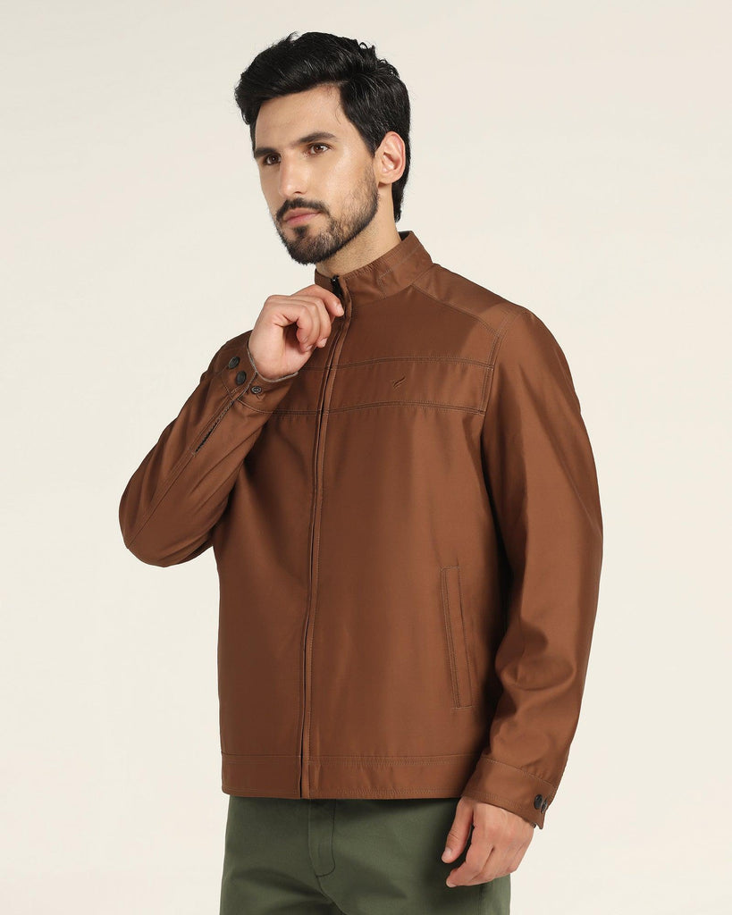 Reversible Ochre Solid Zipper Jacket - Levin