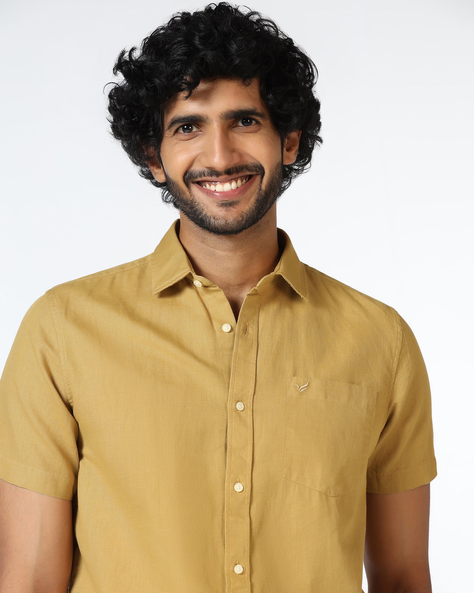 Ochre Half Sleeve Solid Shirt - Axar