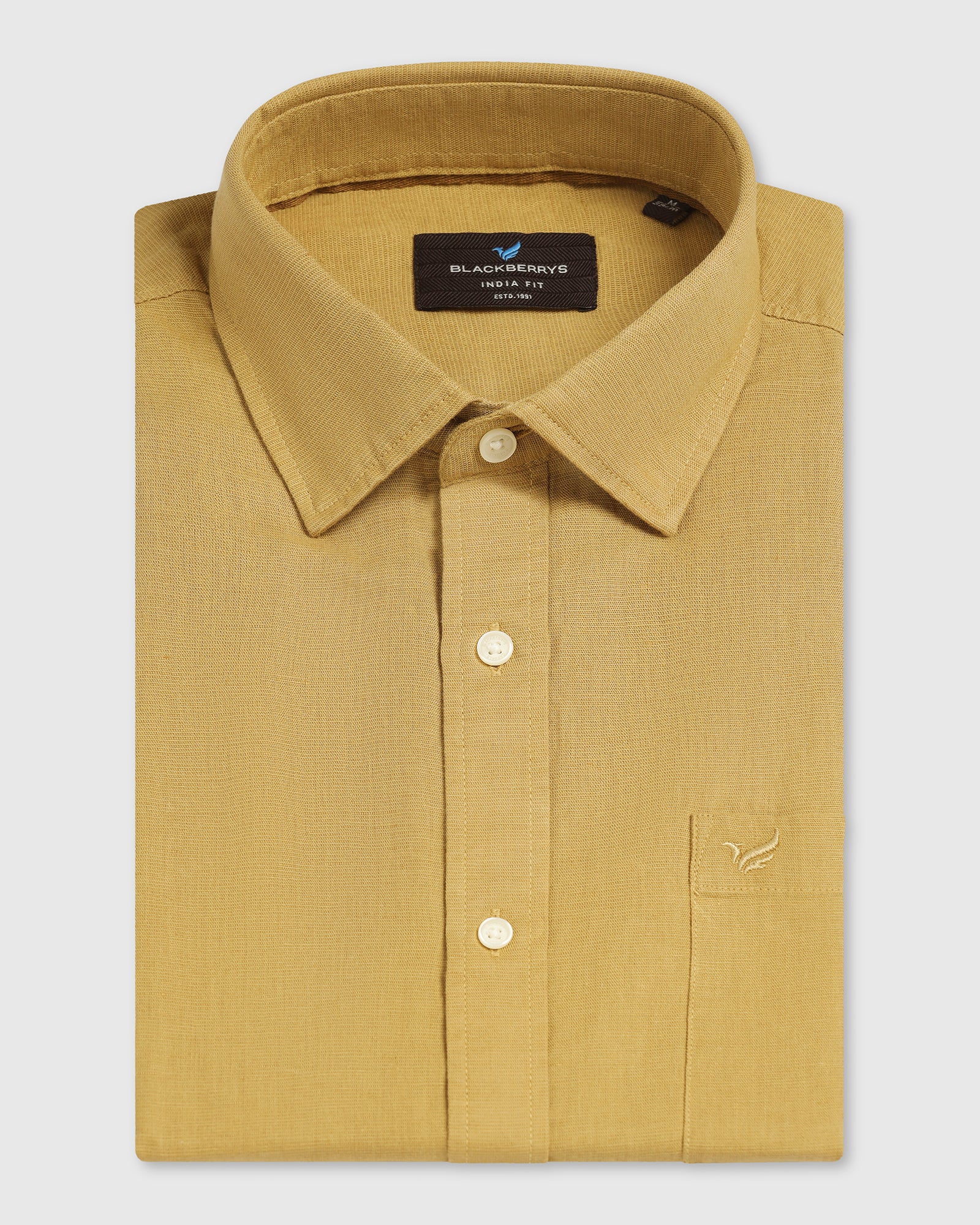 Ochre Half Sleeve Solid Shirt - Axar