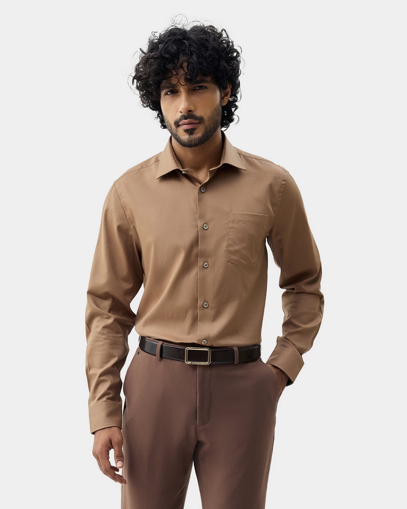 Ochre Textured Shirt - Birch