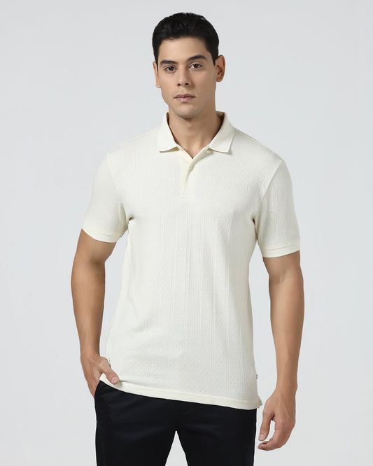 Off White Textured Polo - Yeom