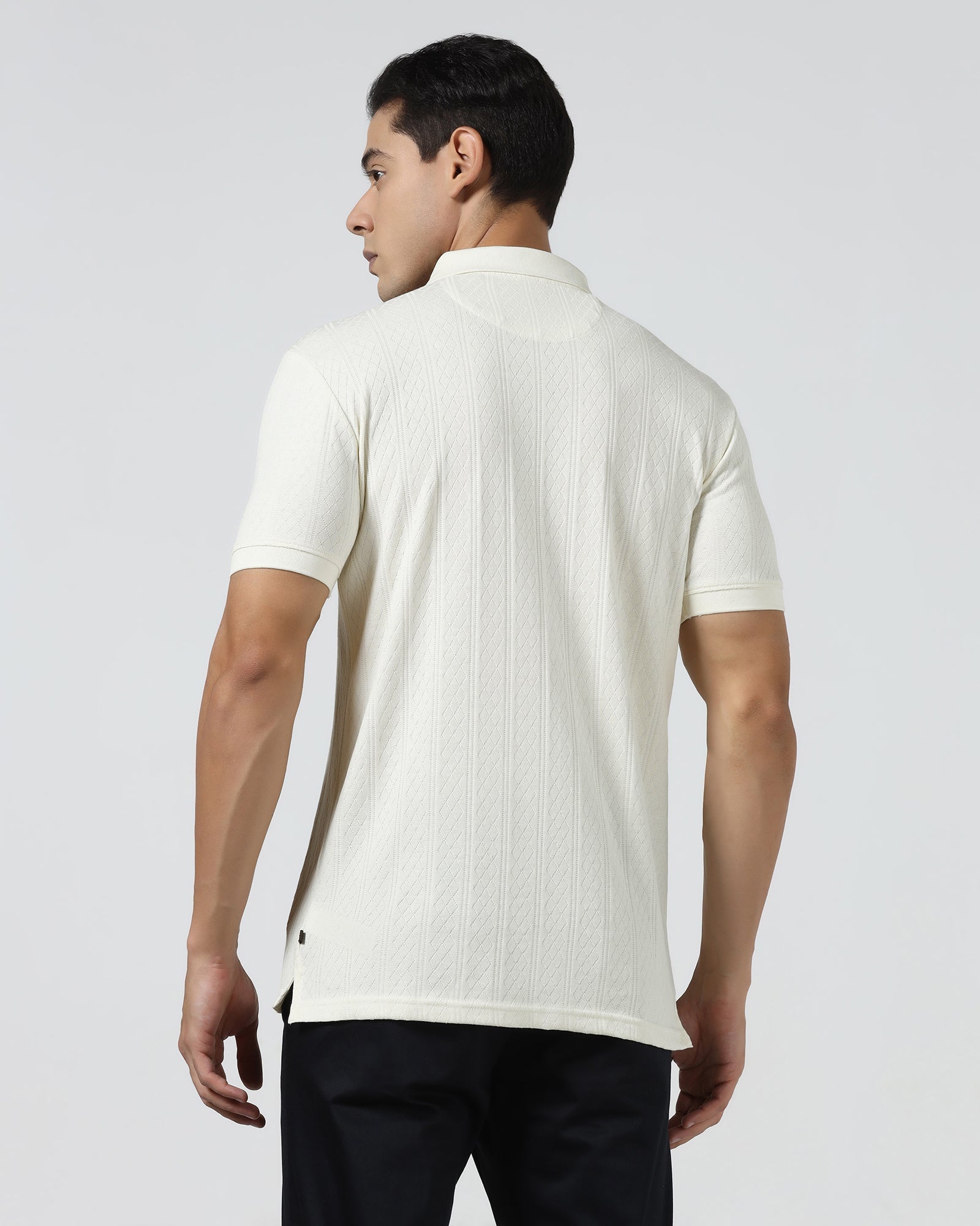 Off White Textured Polo - Yeom