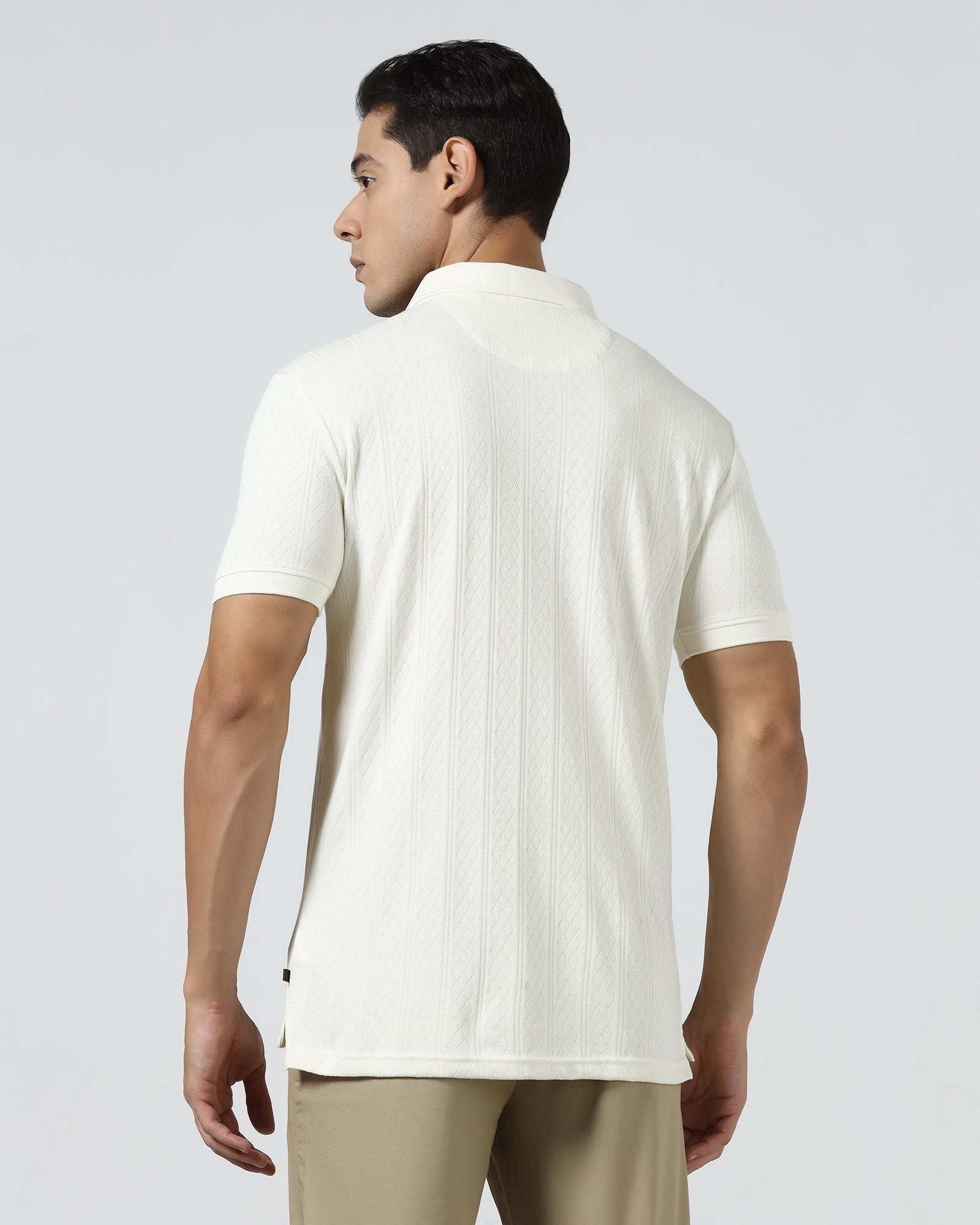 Off White Textured Polo - Yeom