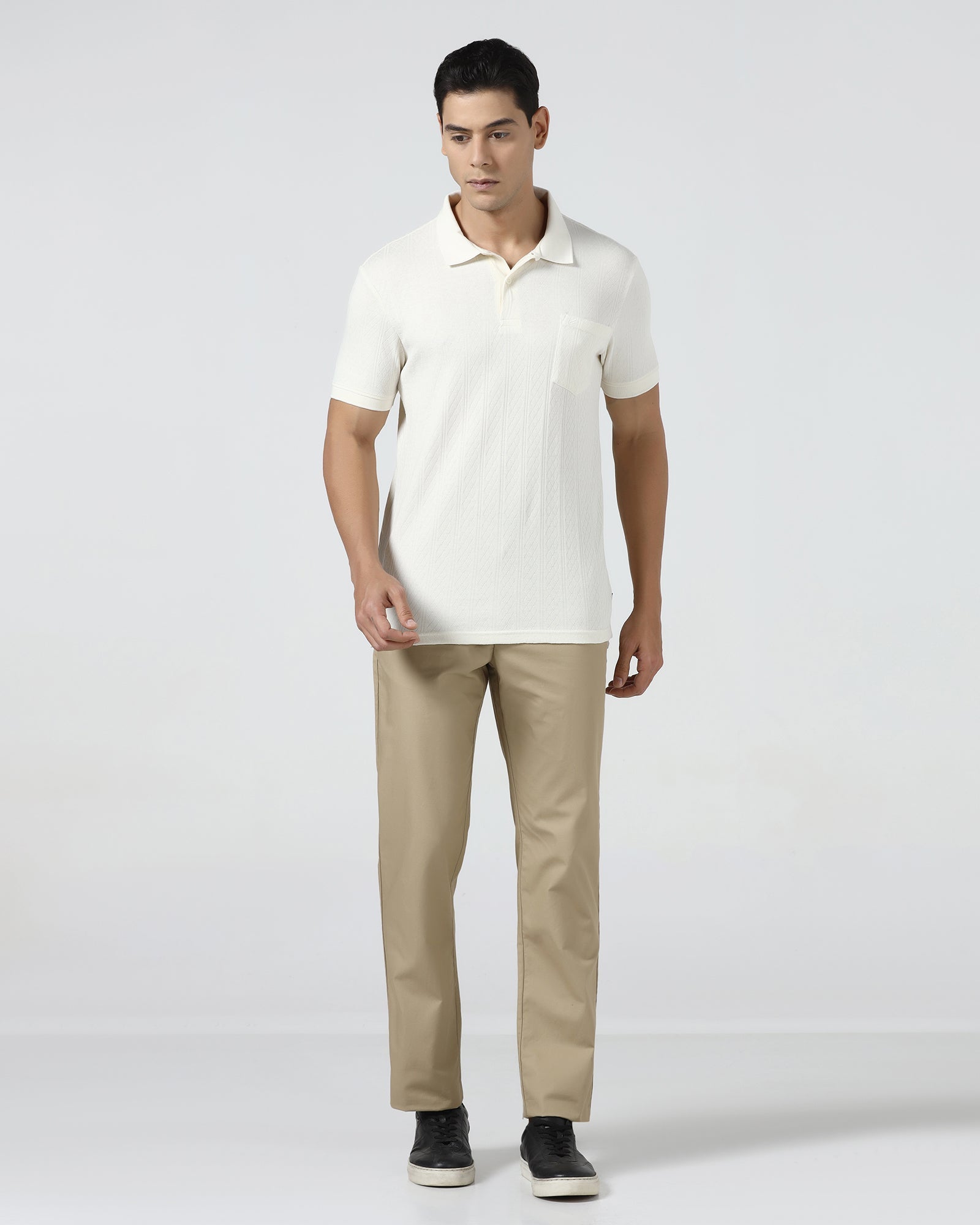 Off White Textured Polo - Yeom