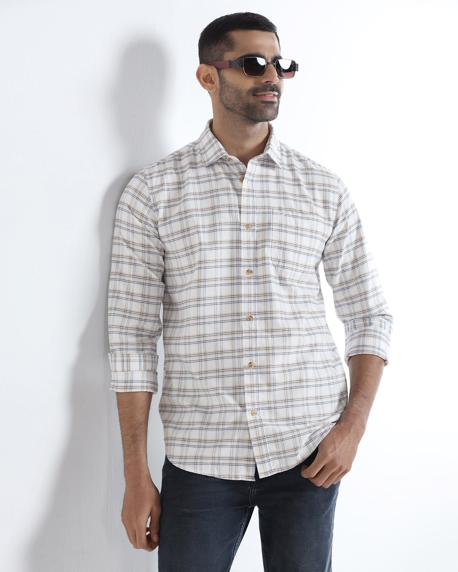 Off White Check Shirt - Valento
