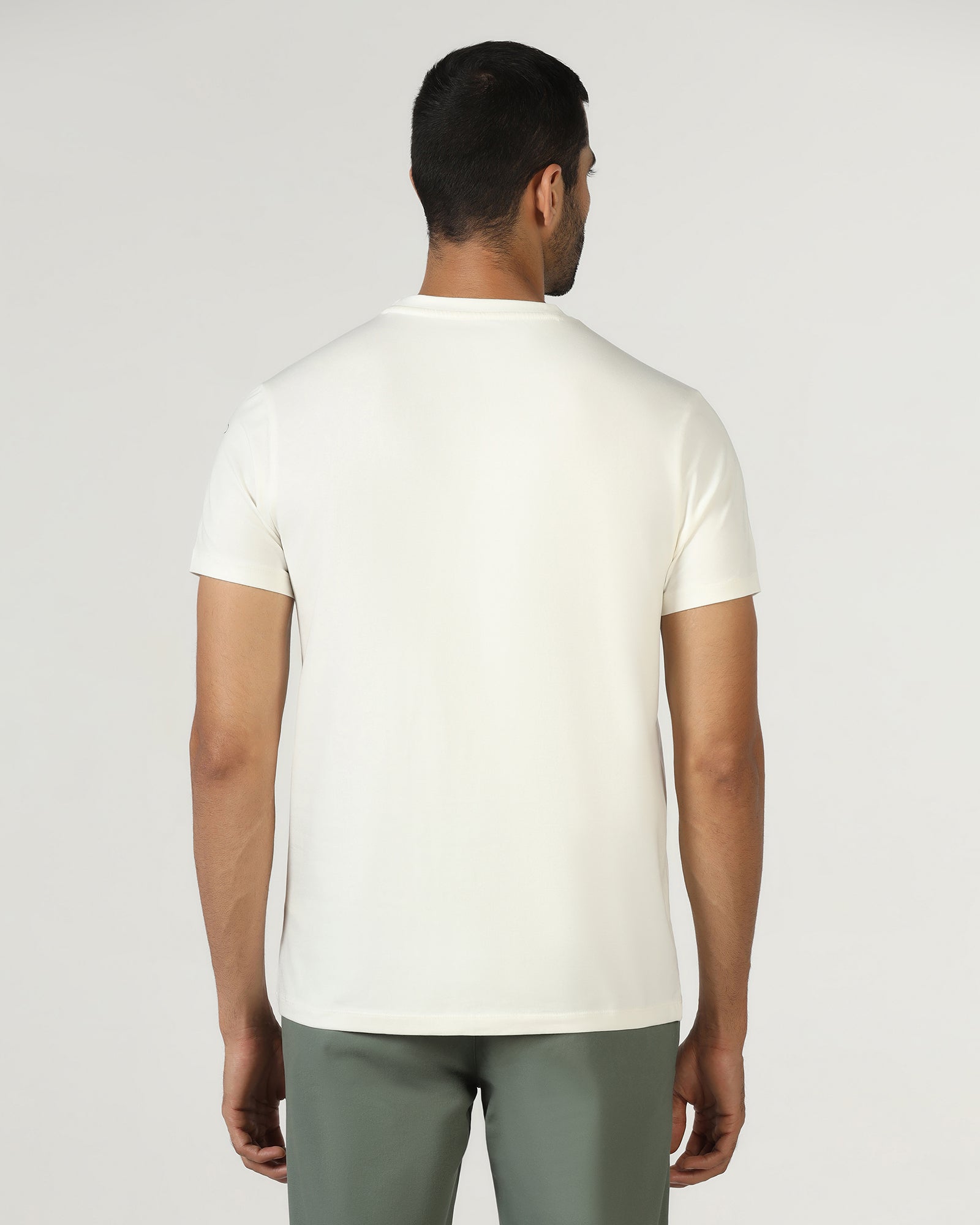 Off White Crew Neck Solid T-Shirt - Roxx