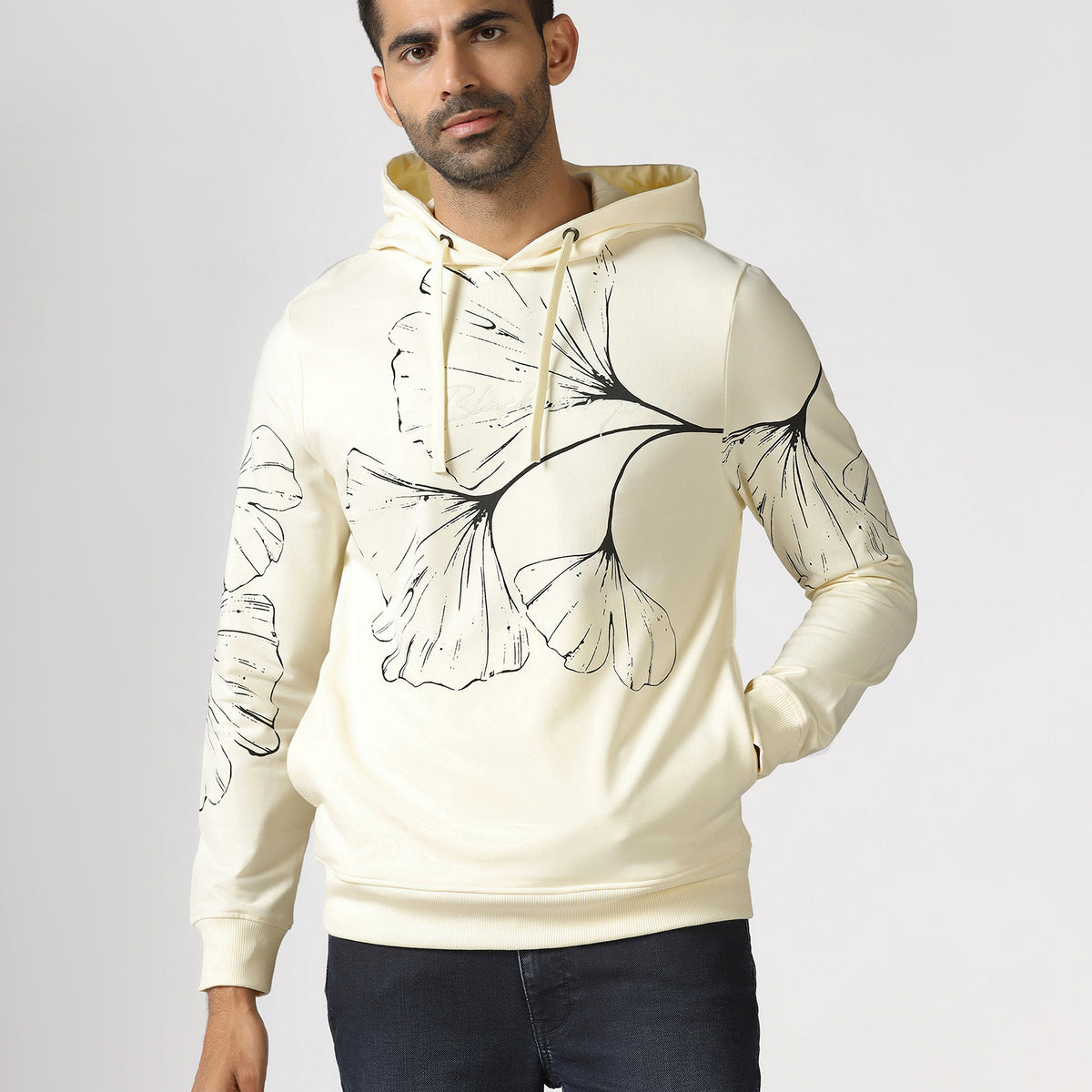 Off White Hoodie Solid Sweatshirt Gecko