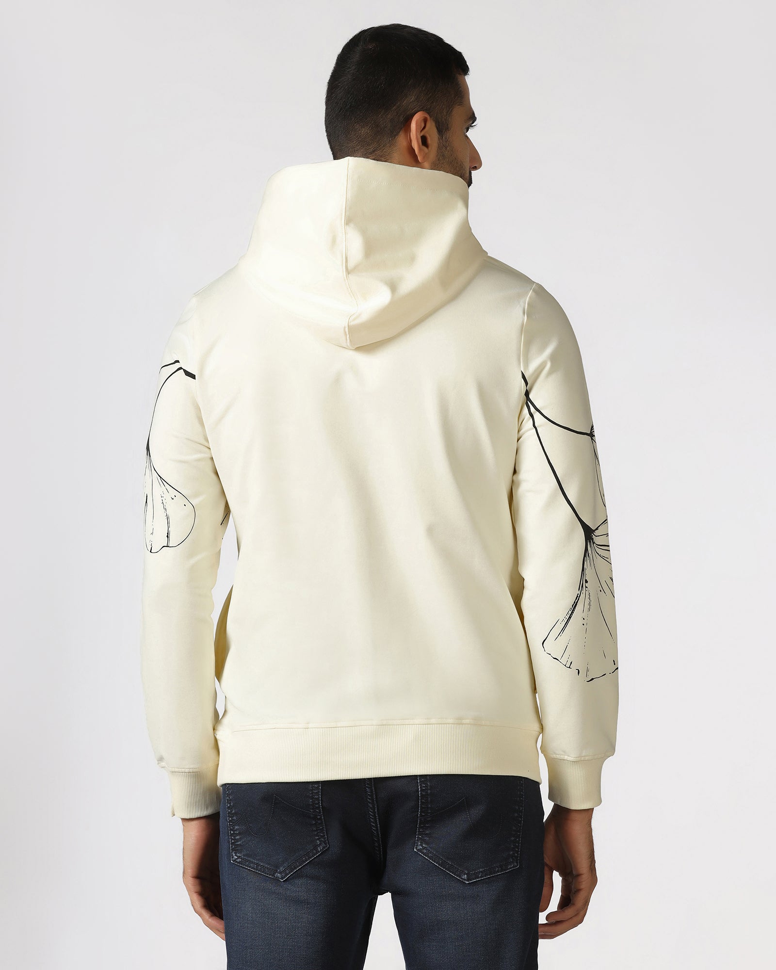 Off White Hoodie Solid Sweatshirt - Gecko